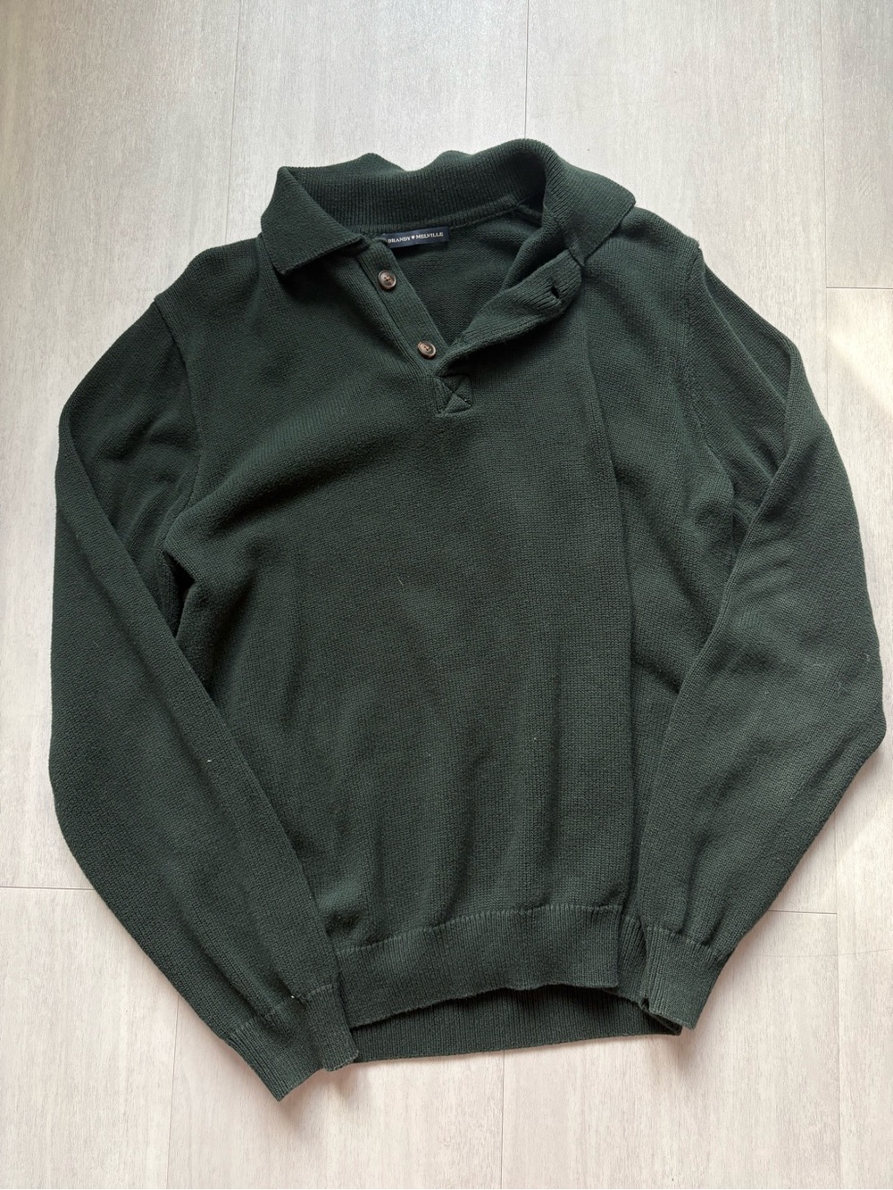 Brandy Melville Dark Green Half Button Collared Sweater - OS